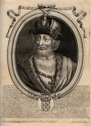 Portrait de Louis Ier le Pieux (778-840), roi de France - Gravure de 