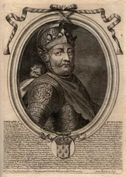 Portrait de Philippe II dit Philippe Auguste (1165-1223) - Gravure de 