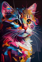 Chat mignon abstrait, coups de pinceau