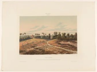 Jodensavanne Joden Savannah. Vue sur la synagogue et le cimetière du côté du Cordonpad militaire