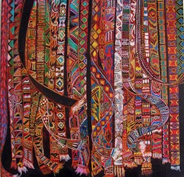 Tissage de la corde dorsale, 2014 (mixte, acrylique, encre, huile)