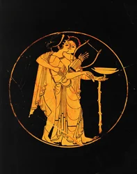 Amoureux avec coupe et cythare ...