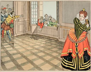Illustration tirée du livre "Le bon roy Henri", illustrée par JOB : La Duchesse de Montpensier (Catherine de Lorraine)