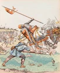 Le faucheur de Bouvines (paysan participant à la bataille de Bouvines en 1214), Collection privée