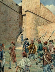 Napoléon Ier Bonaparte (1769-1821) en reconnaissance à la place forte d