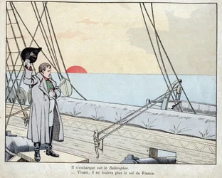 Napoléon à bord du HMS Bellerophon 1815 - lithographie de Job (Jacques Onfroy de Bréville) de "Le Grand Napoléon des Petites Enfants" 1893