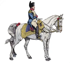 Napoléon à cheval - lithographie de Job (Jacques Onfroy de Bréville) tirée de « Le Grand Napoléon des Petites Enfants » 1893